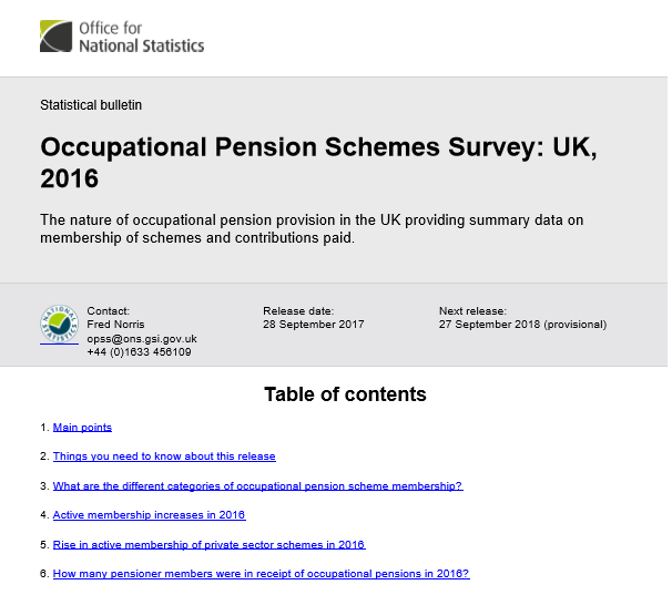 Occupational Pension Schemes Survey 1