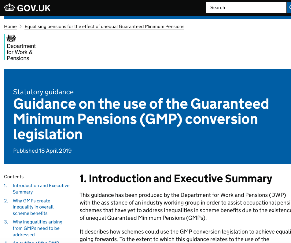 Guaranteed Minimum Pensions (GMP) conversion legislation  1