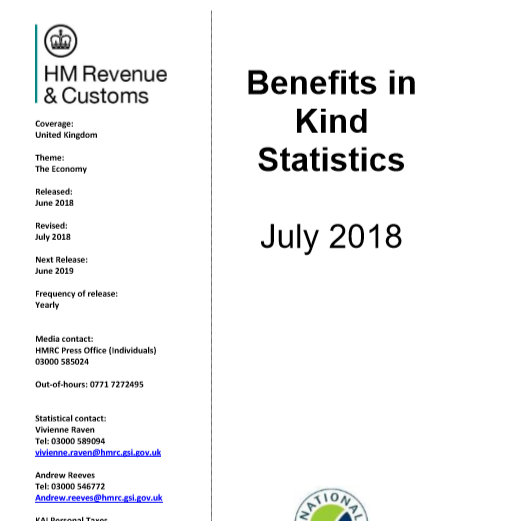 Government papers: Benefits in Kind Statistics 1