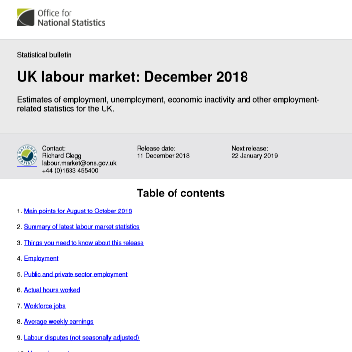 Research: UK labour market: December 2018 1