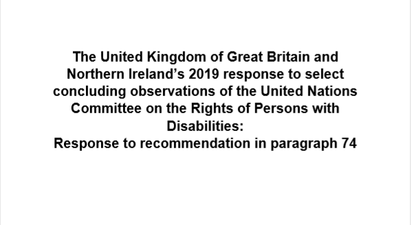 Government documents: Disabled people’s rights: the UK’s 2019 report on select recommendations of the UN perio